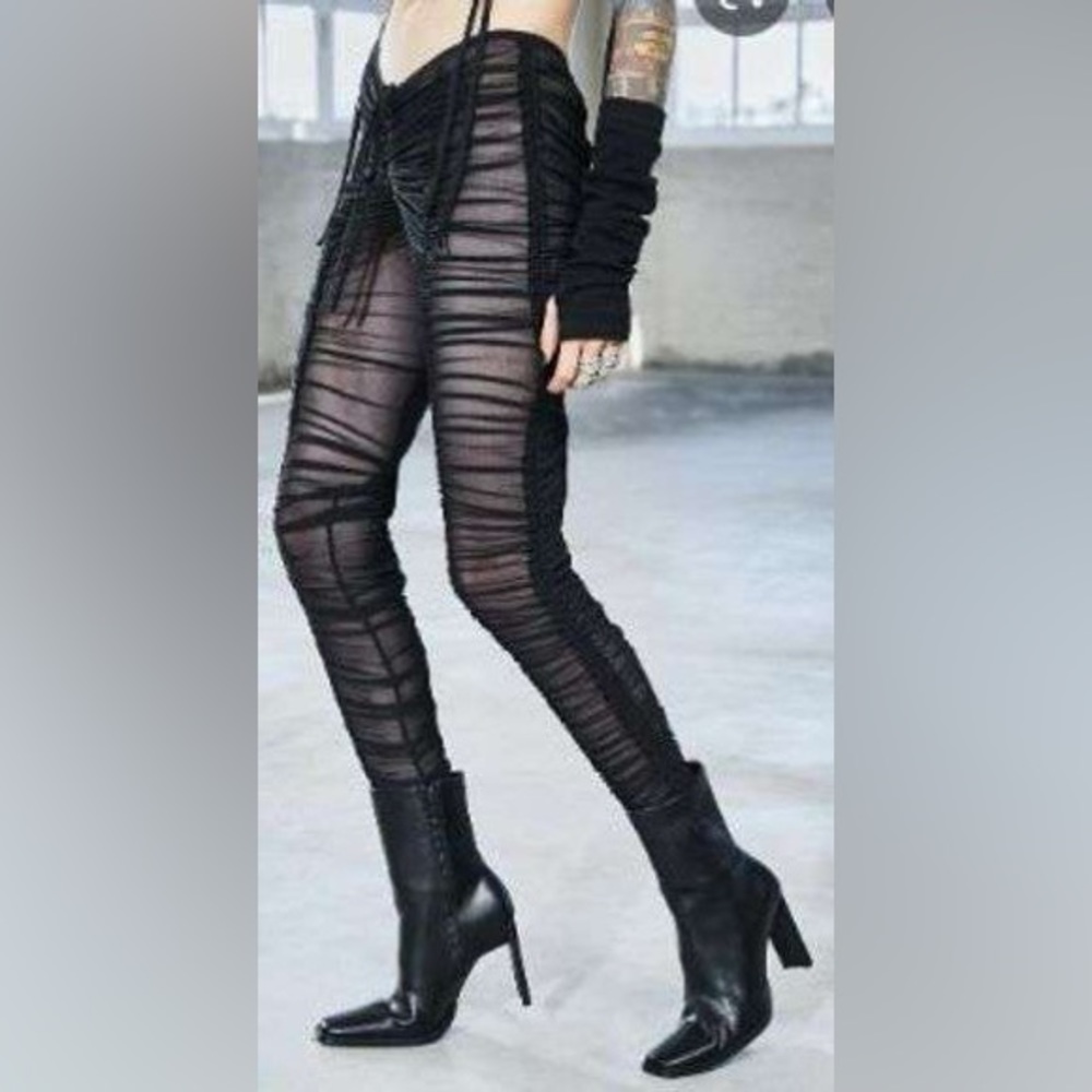 Bassline Sheer Ruched Leggings Black Size Large